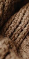 Ultra detailed close up of knitting stitches for textile design photo