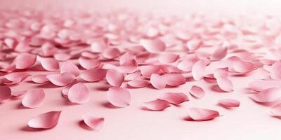 Softly illuminated cherry blossom petals on a gentle pink background for elegant spring design photo