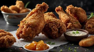 Delicious Fried Chicken Captured in Studio Food Photography Style photo