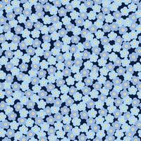 Seamless pattern with blue forget me not flower blooms on dark blue background. Illustration. For textile fabric vector