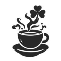 Silhouette of a coffee cup with a shamrock in the steam vector