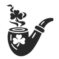 Silhouette of a smoking Irish pipe with shamrocks vector