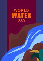 World Water Day. Poster template design with water illustration out of faucet for greeting, campaign, annual event on March 22 vector