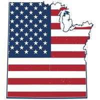 Map of Utah State with inside US flag. vector