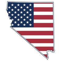 Map of Nevada State with inside US flag vector