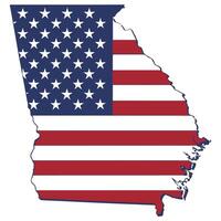 Map of Georgia State with inside US flag vector