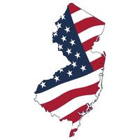 Map of New Jersey State with inside US flag vector