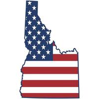 Map of Idaho State with inside US flag vector