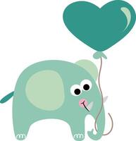 Funny elephant holding a heart shaped balloon vector