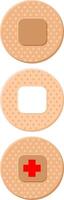 Set of three round adhesive bandages vector