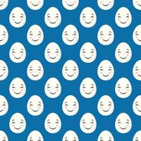 Seamless pattern with boiled egg smiling vector