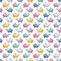 Funny seamless pattern with colorful whales vector