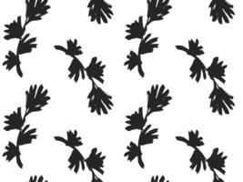 Doodle flower and leaf brush pattern. Seamless floral hand drawn chalk strokes. Monochrome botanical background in sketch style. Perfect for fabric, wallpaper, wrapping paper, and surface design. vector