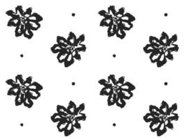 Doodle flower with dot elements chalk pattern. Hand drawn Ink floral plant abstract seamless background. Sketch nature simple daisy, flower, leaves, graphic elements. Perfect for fabric design vector