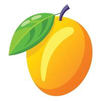 a mango fruit with a leaf on it vector