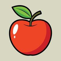 an apple with a green leaf on it vector