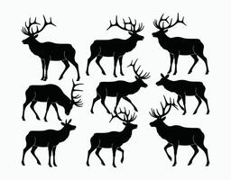 Elk Silhouette Isolated Template Set vector