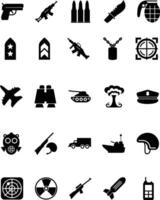 military icons set on white background vector