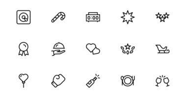 New Year with Stylish Icon set for Festive Occasions. This Icon Set Includes Cheers, Fireworks, and Vibrant Symbols for Every Celebration. vector