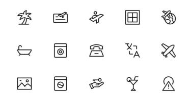 Pixel Perfect Travel Booking with Icon pack Designs for Reservations, Flights, and Travel Plans. Perfect for Websites, Apps, and User Interfaces in the Travel Industry. vector