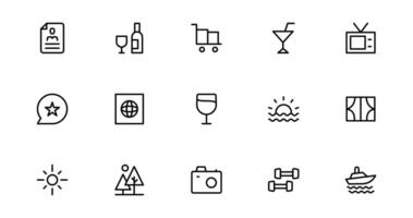 Pixel Perfect Travel Booking with Icon Designs for Reservations, Flights, and Travel Plans. Perfect for Websites, Apps, and User Interfaces in the Travel Industry. vector