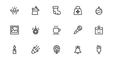 Celebrate the New Year with Stylish Icon for Festive Occasions. This Icon bundle Set Includes Cheers, Fireworks, and Vibrant Symbols for Every Celebration. vector