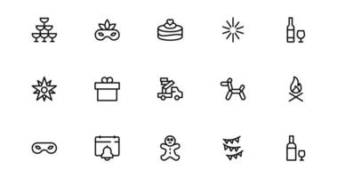 New Year with Stylish Icons for Festive Occasions. This Icon bundle Includes Cheers, Fireworks, and Vibrant Symbols for Every Celebration. vector