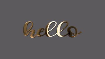 Loop Hello golden text with light motion animation on black background video