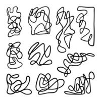 Abstract Hand Drawn Squiggle Line Art. A collection of 10 abstract hand drawn squiggles featuring expressive flowing lines perfect for modern design compositions and creative projects vector