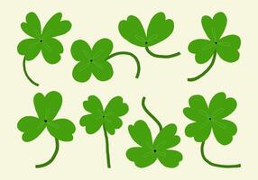 Hand Drawn Clover Leaf Collection. A collection of 8 hand drawn clover leaves including two three and four leaf variations perfect for lucky charms nature themes and St Patrick designs vector