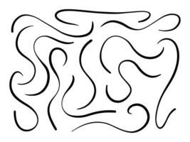 Elegant Abstract Curved Line Art. A collection of 13 abstract curved line elements with graceful loops flowing motion and minimalist contours perfect for modern and elegant designs vector