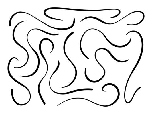 Elegant Abstract Curved Line Art. A collection of 13 abstract curved line elements with graceful loops flowing motion and minimalist contours perfect for modern and elegant designs