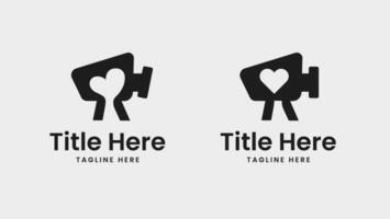 Set of Camera and Heart Logo - Recording with Heart Shape Logo Design vector