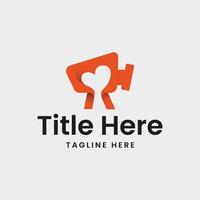 Camera and Heart Logo - Recording with Heart Shape Logo Design vector