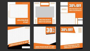Set of Modern Social Media Post Design - Orange Color Post Design Set vector