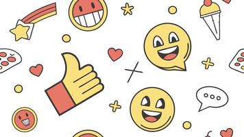 a pattern of emoticions and other objects vector