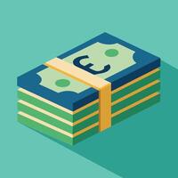 a stack of money with the euro symbol on it vector