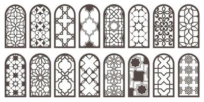 Arabic arc windows, shapes with islamic patterns vector