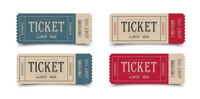 Retro ticket templates with shadows vector