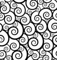 Seamless black and white spiral pattern with interlocking swirls vector
