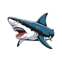 Shark with its mouth open, showcasing sharp teeth and an aggressive expression vector