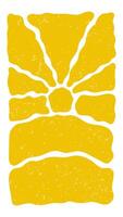 Retro Groovy Sun Background. Abstract Wave Ray Pattern in Trendy 70s Style. Boho Colorful Groovy Sun Psychedelic Vintage Background. Graphic Fun Hippie Poster vector
