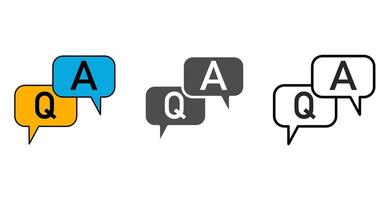 Set of FAQ, questions and answers icon on white background. vector