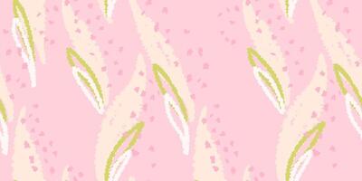 Hand drawn abstract organic shapes seamless pattern. Unique large forms print. Pastel pink simple background. Contemporary minimalist ornament vector