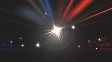 Abstract background red and blue stadium stage hall with lights of round futuristic technology user interface Blue lighting stage vector