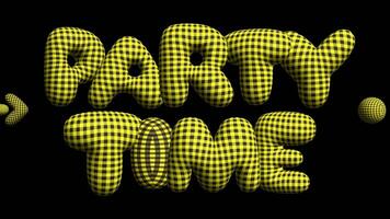 PARTY Time 3d animated text. Words Party Time 3d text. Design text element branding. Flying object. video