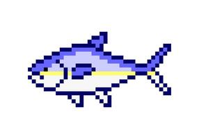 Pixel art of fish tuna. Pixelated of fish tuna for game character. vector