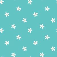 seamless minimal flower repeat pattern in green background vector
