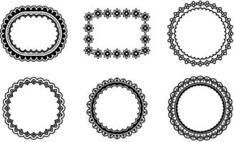 lace circular frames with decorative borders vector