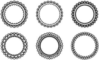 Black lace circular frames with decorative borders vector